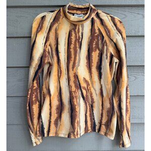 Vintage Speedo Tiger Stripe Mock Neck Top L